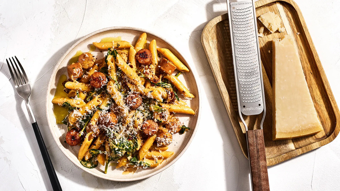 Toscanalainen lehtikaali-makkarapasta