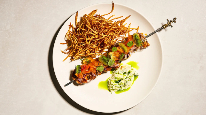 Souvlaki tyylinen broilerin rintafileevarras