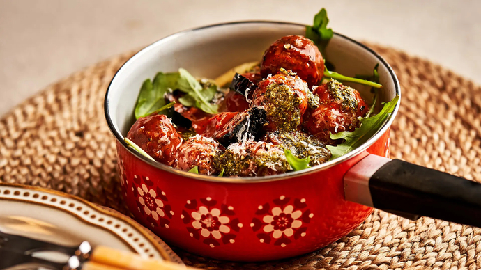 Lihapyörykät pomodoro & pesto