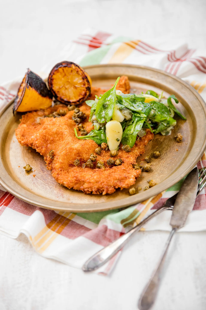 Oktoberfest-leike porsaasta, kaprista ja paahdettua sitruunaa