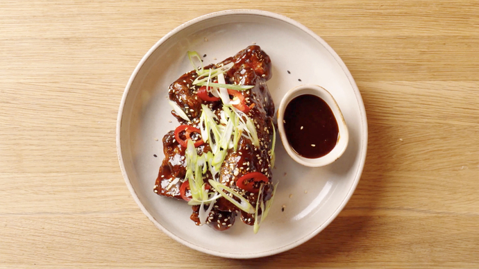 Porsaan ribsit, gochujang-kastiketta